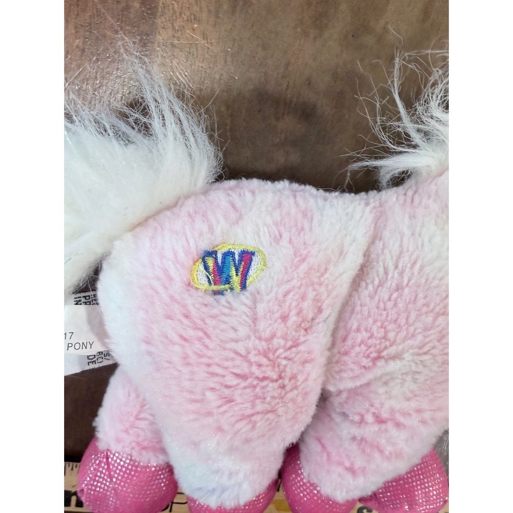 Webkinz Pink Pony Plush Ganz HM117 Stuffed Animal Pink White Blue Eyes 8"